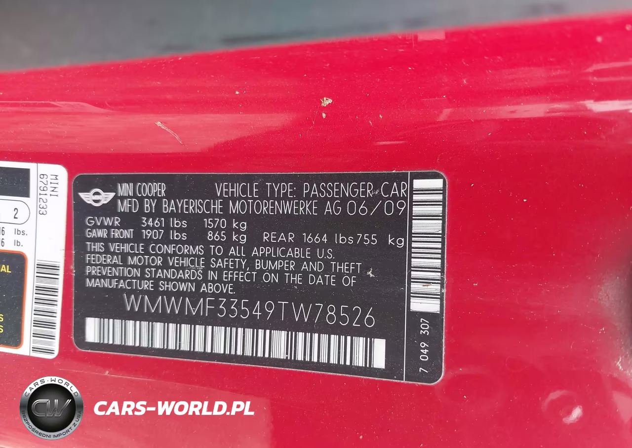 2009 Mini Cooper VIN:WMWMF33549TW78526 - 9
