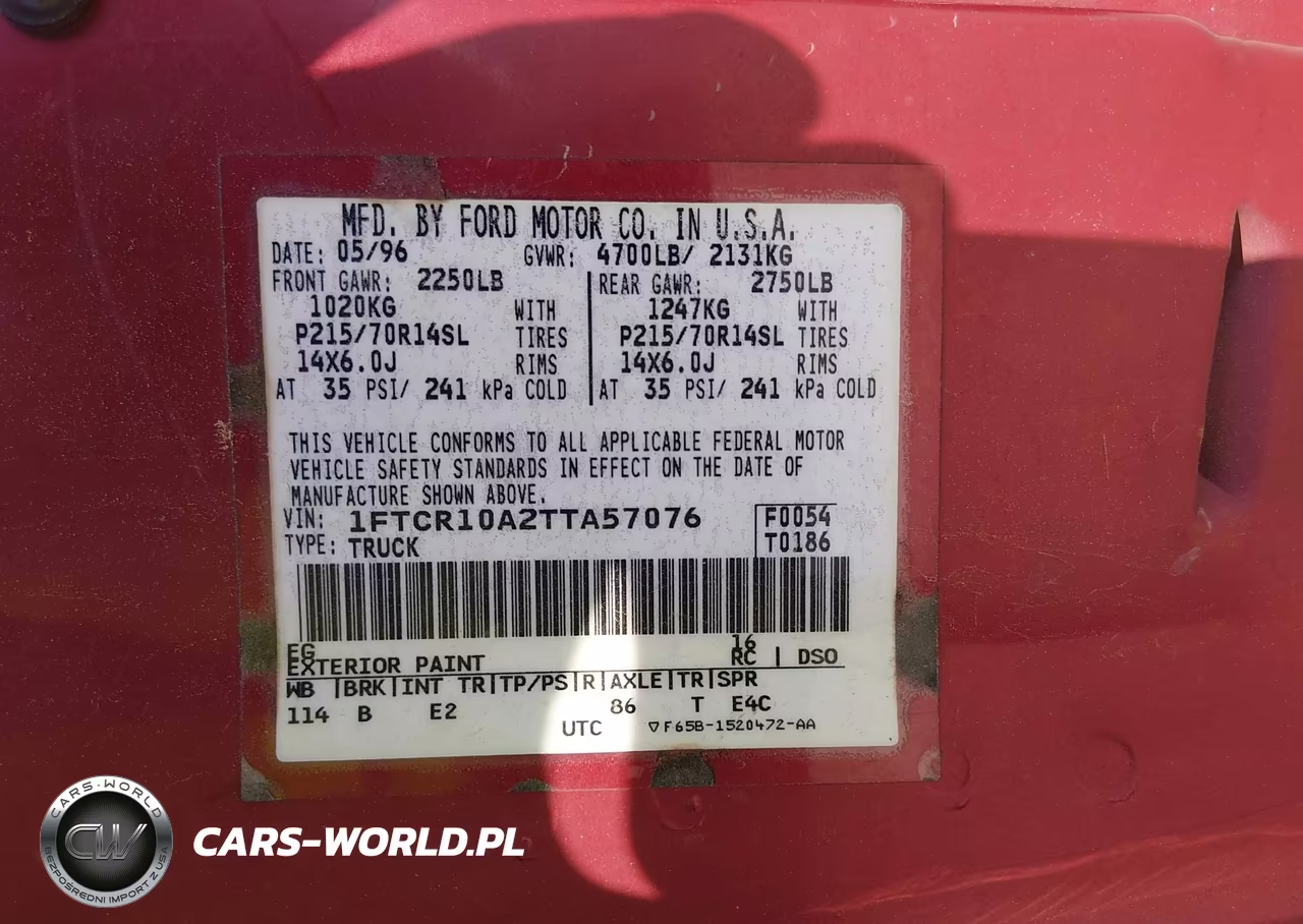 1996 Ford Ranger VIN:1FTCR10A2TTA57076 - 9