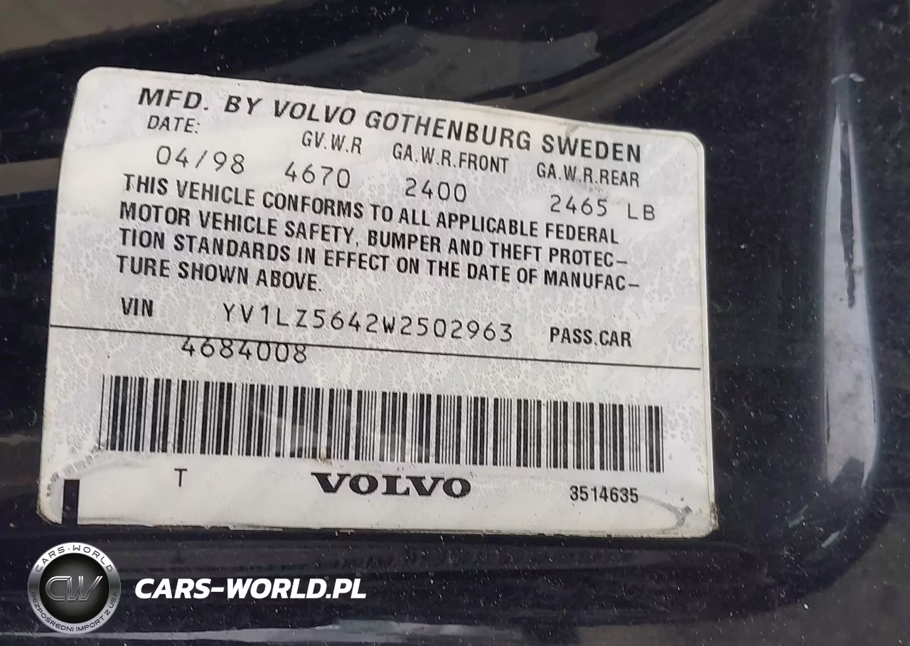 1998 Volvo V70 Awd VIN:YV1LZ5642W2502963 - 9