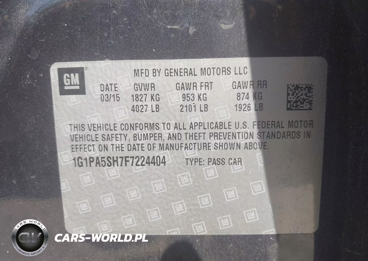2015 Chevrolet Cruze Ls Auto VIN:1G1PA5SH7F7224404 - 9