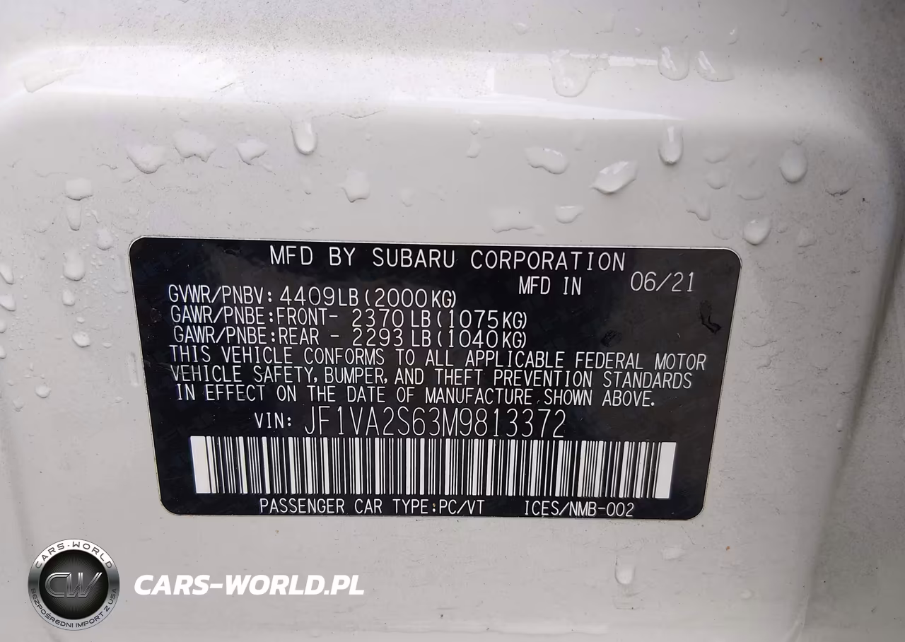 2021 Subaru Wrx Sti VIN:JF1VA2S63M9813372 - 9