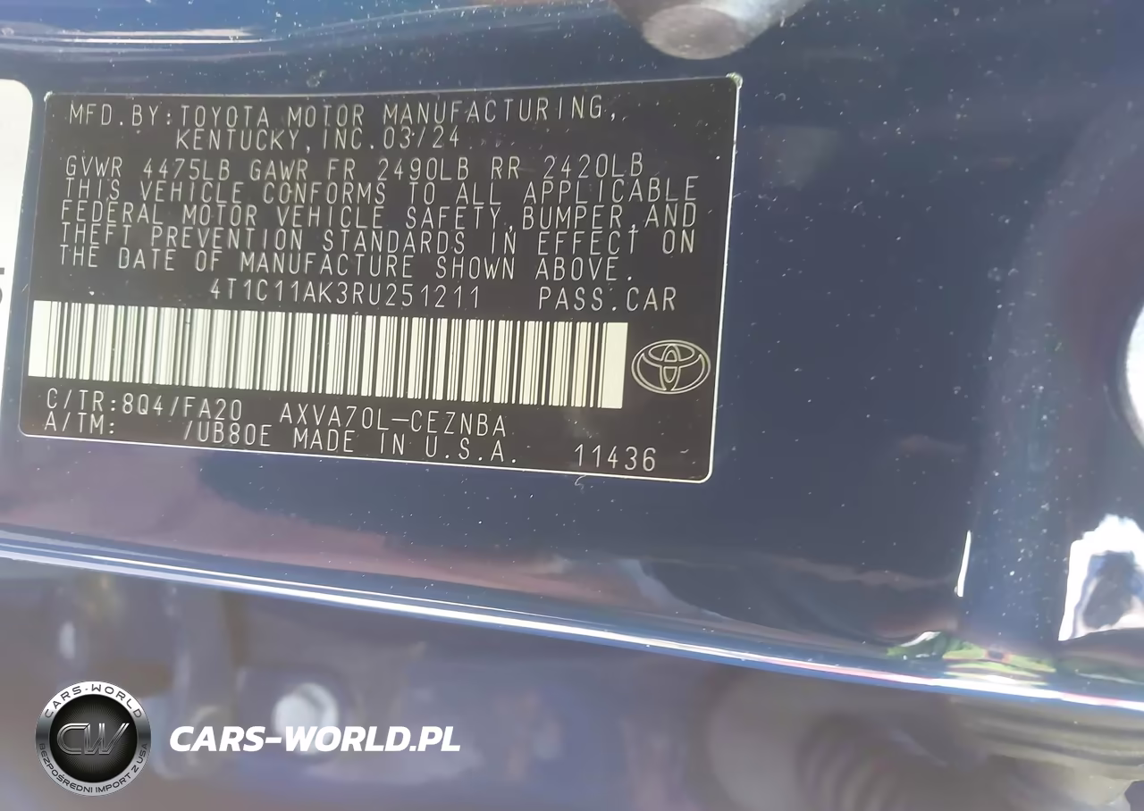 2024 Toyota Camry Le VIN:4T1C11AK3RU251211 - 9