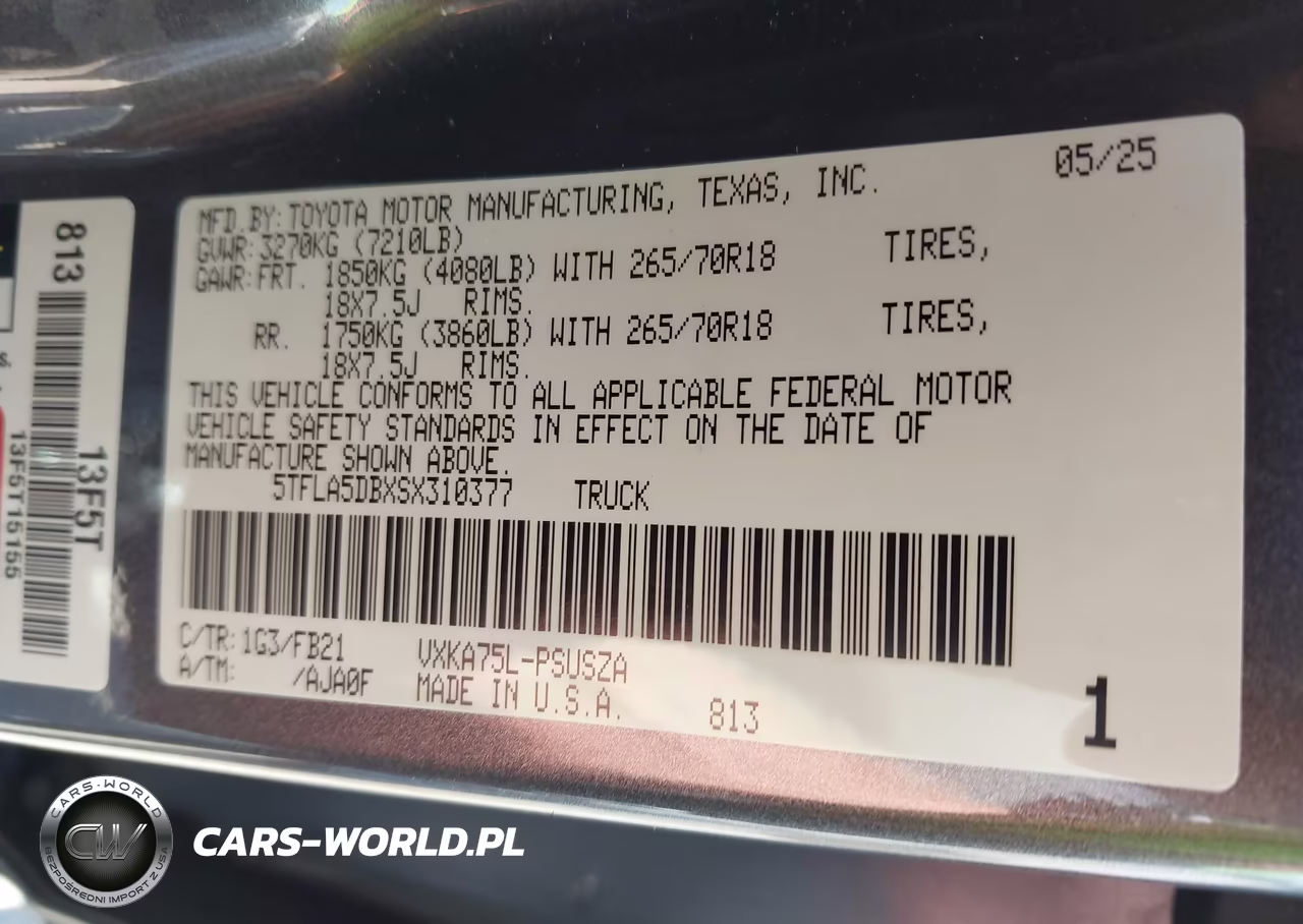 2025 Toyota Tundra Sr5 VIN:5TFLA5DBXSX310377 - 9