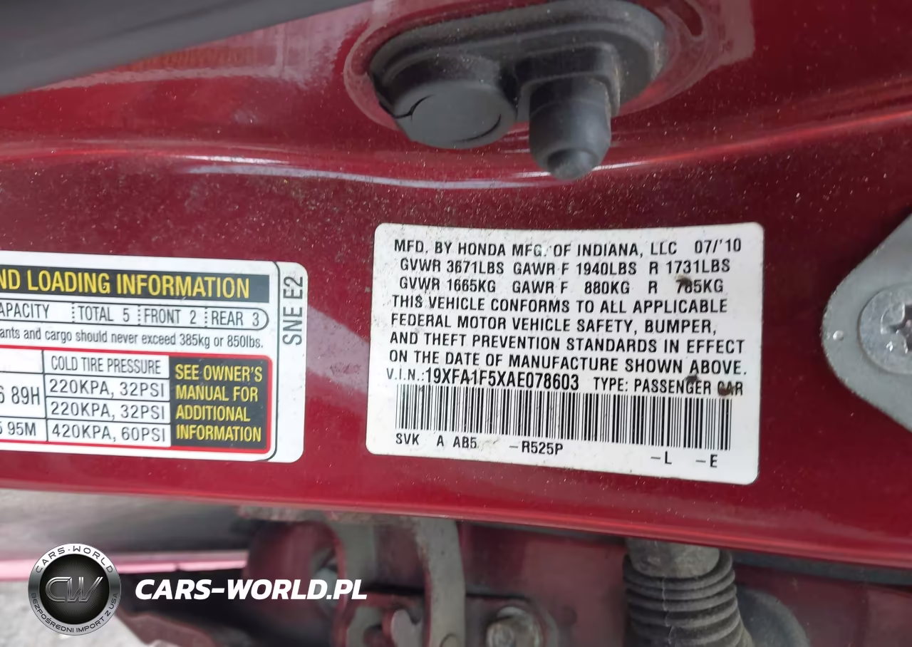2010 Honda Civic Lx VIN:19XFA1F5XAE078603 - 9