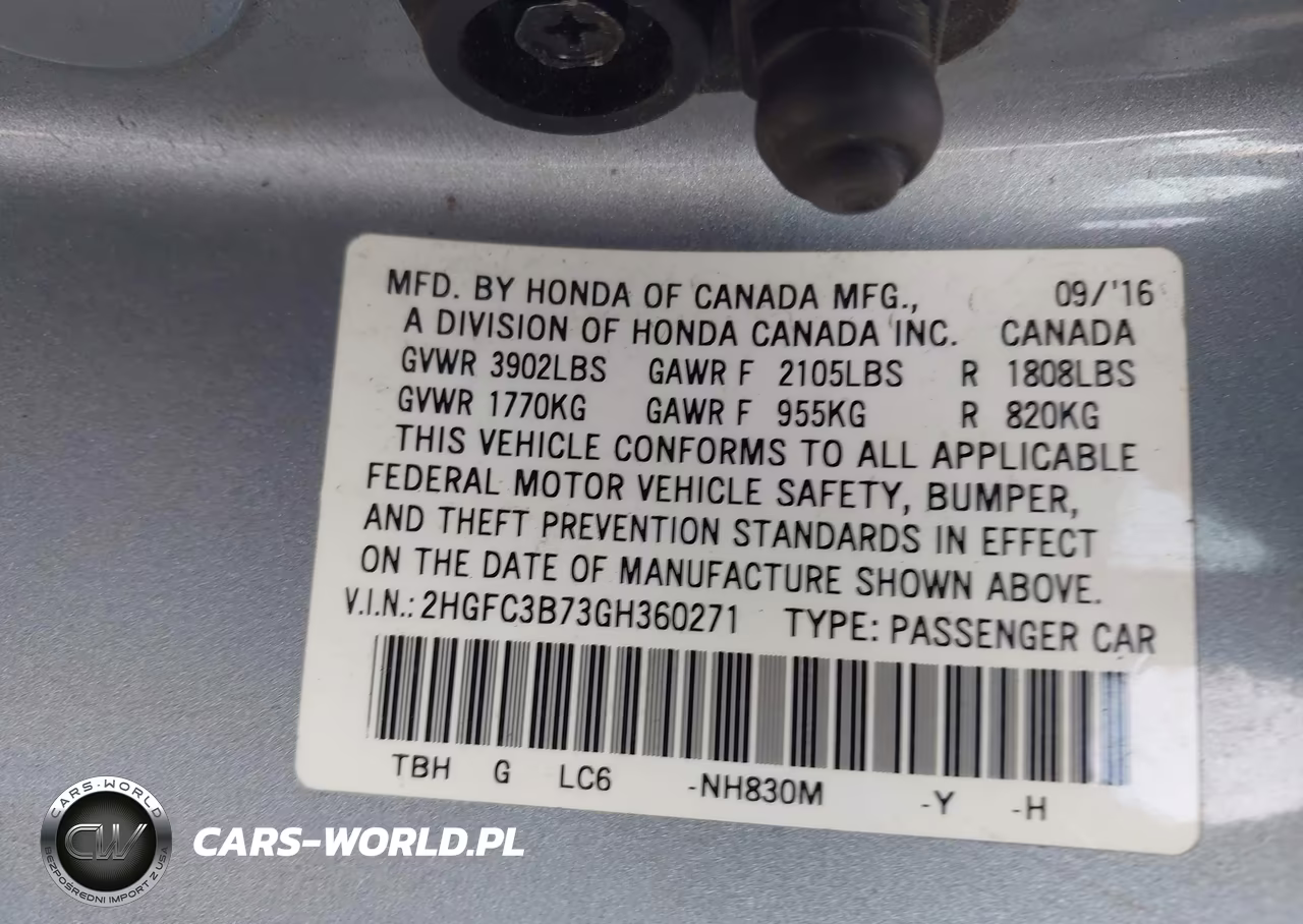 2016 Honda Civic Ex-L VIN:2HGFC3B73GH360271 - 9