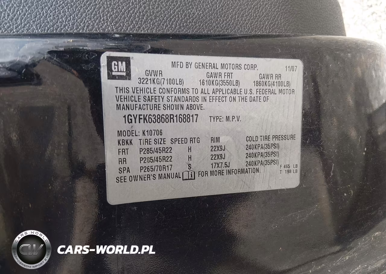 2008 Cadillac Escalade Standard VIN:1GYFK63868R168817 - 9