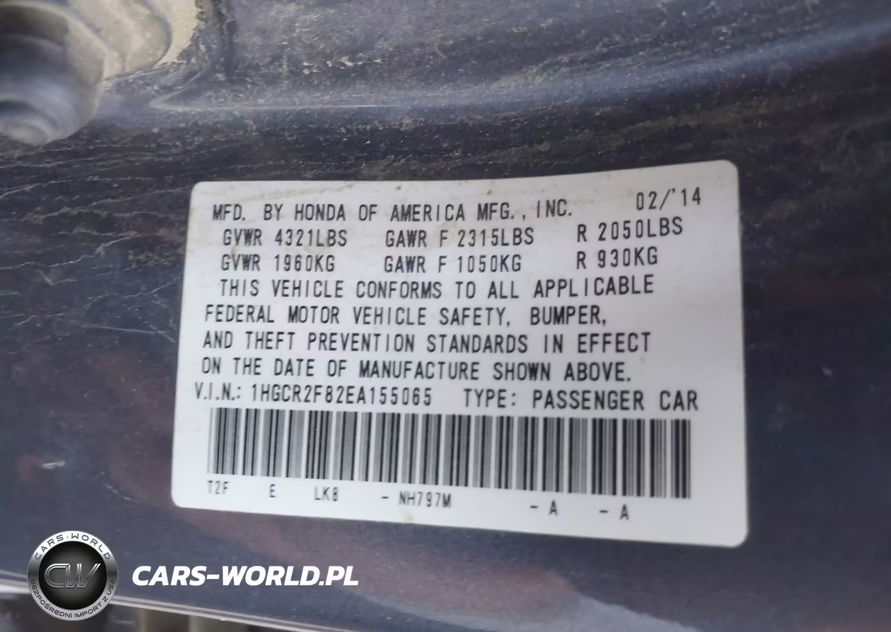 2014 Honda Accord Ex-L VIN:1HGCR2F82EA155065 - 9