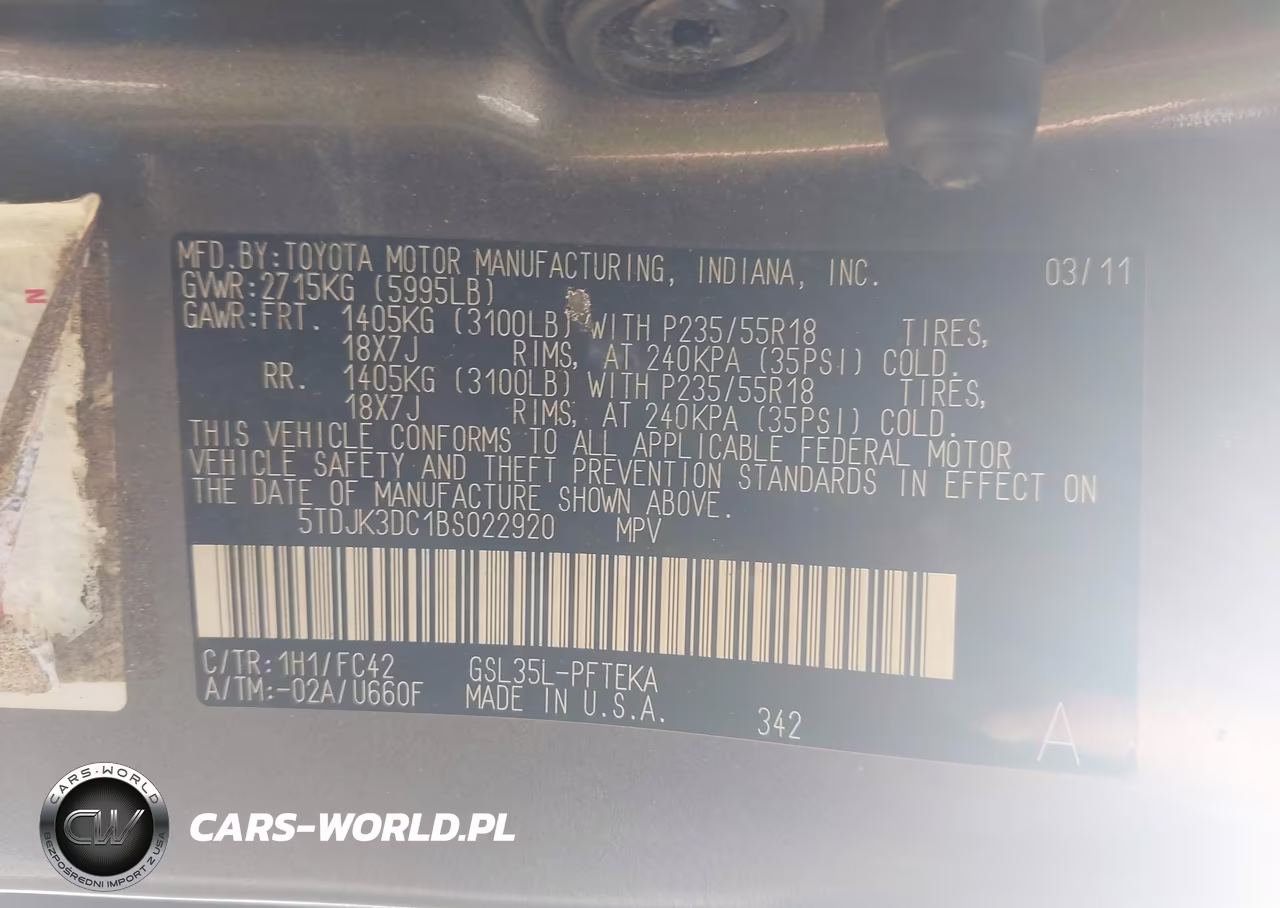 2011 Toyota Sienna Le VIN:5TDJK3DC1BS022920 - 9