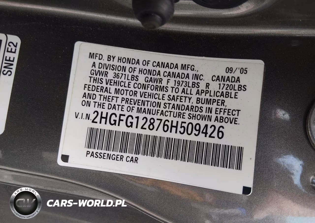 2006 Honda Civic Ex VIN:2HGFG12876H509426 - 9