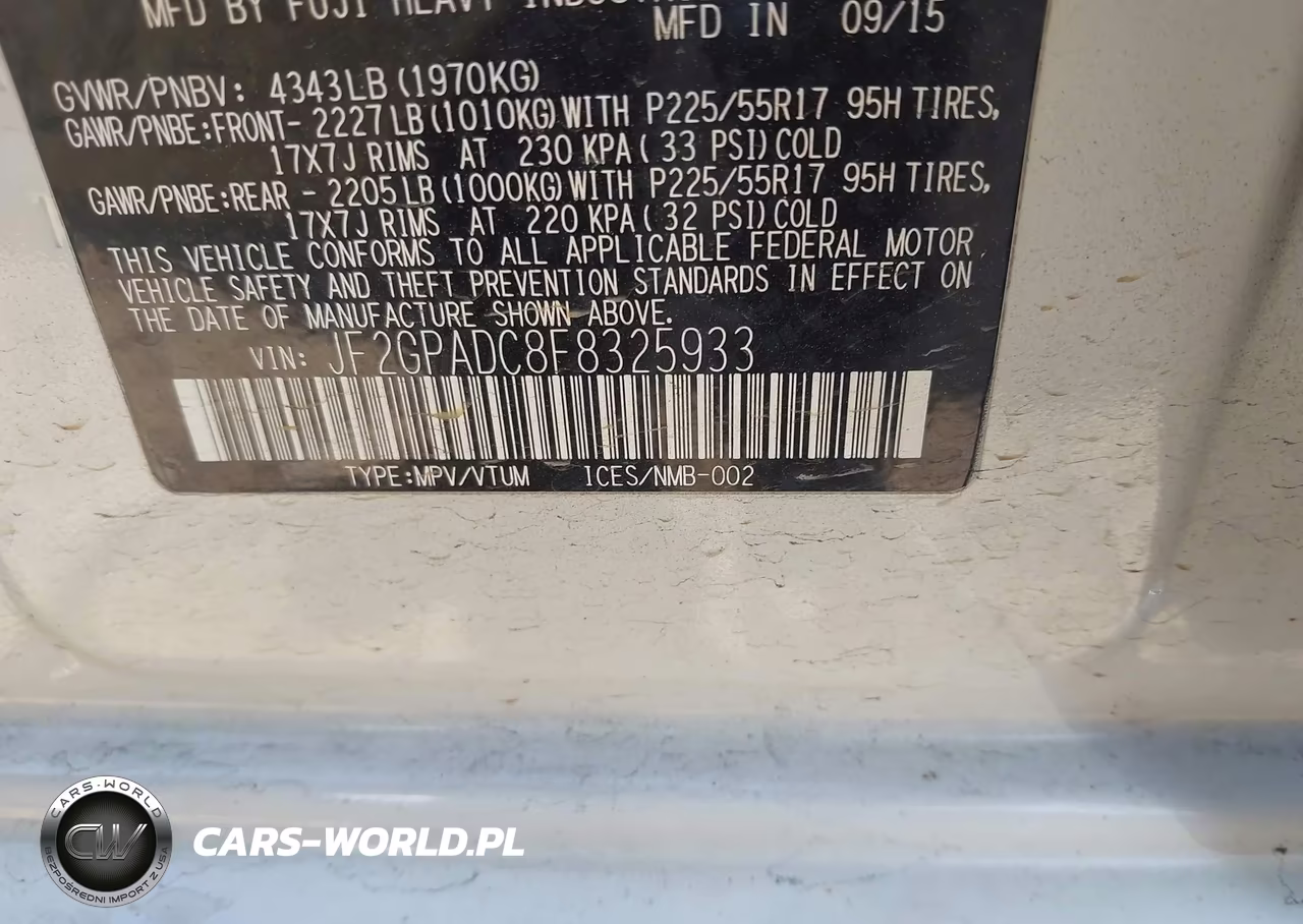 2015 Subaru Xv Crosstrek 2.0I Premium VIN:JF2GPADC8F8325933 - 9