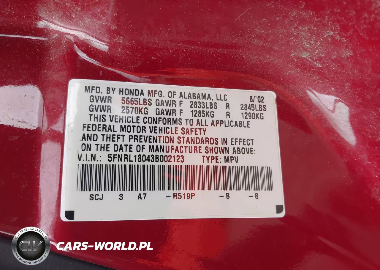 2003 Honda Odyssey Ex-L VIN:5FNRL18043B002123 - 9