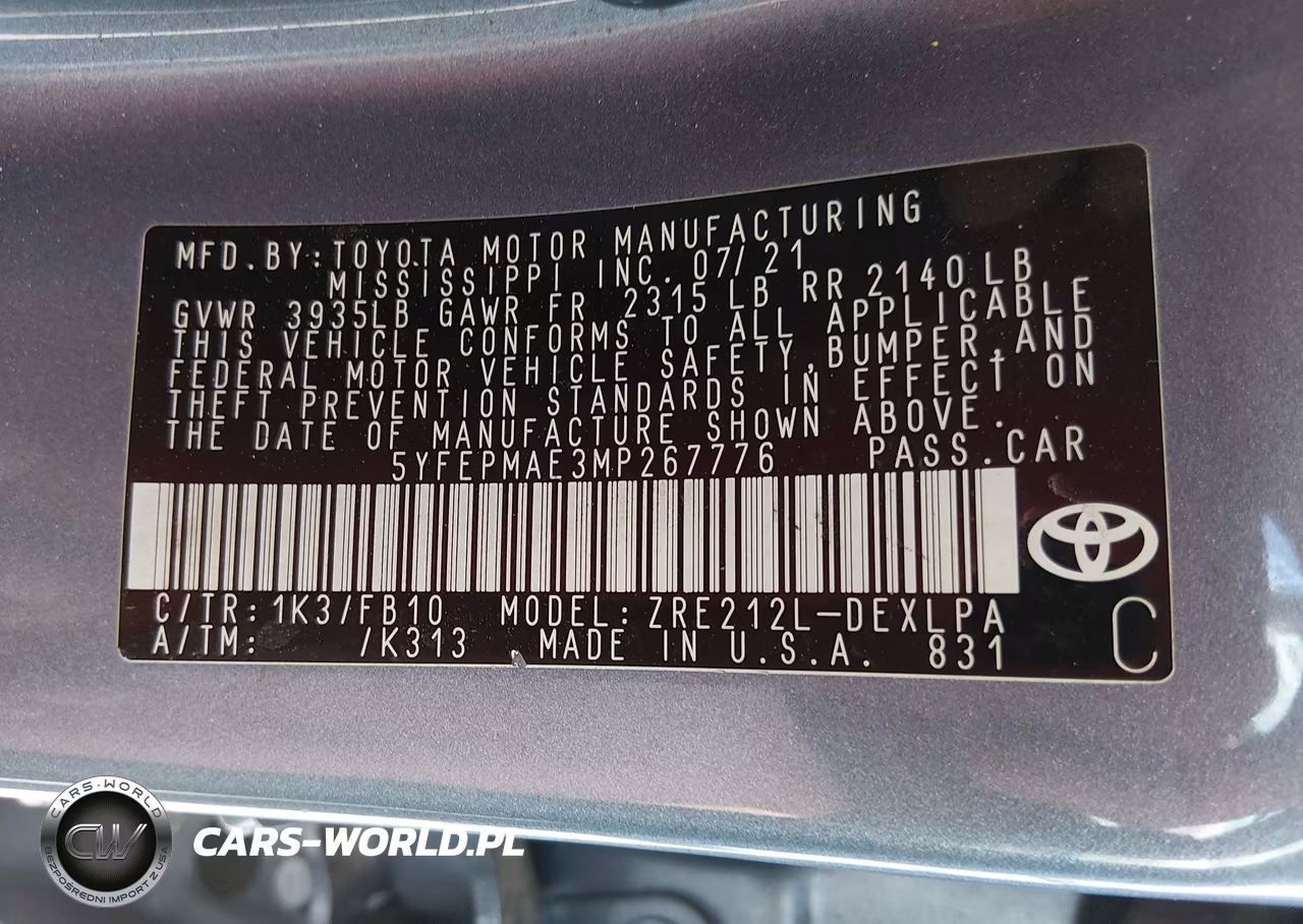2021 Toyota Corolla Le VIN:5YFEPMAE3MP267776 - 9