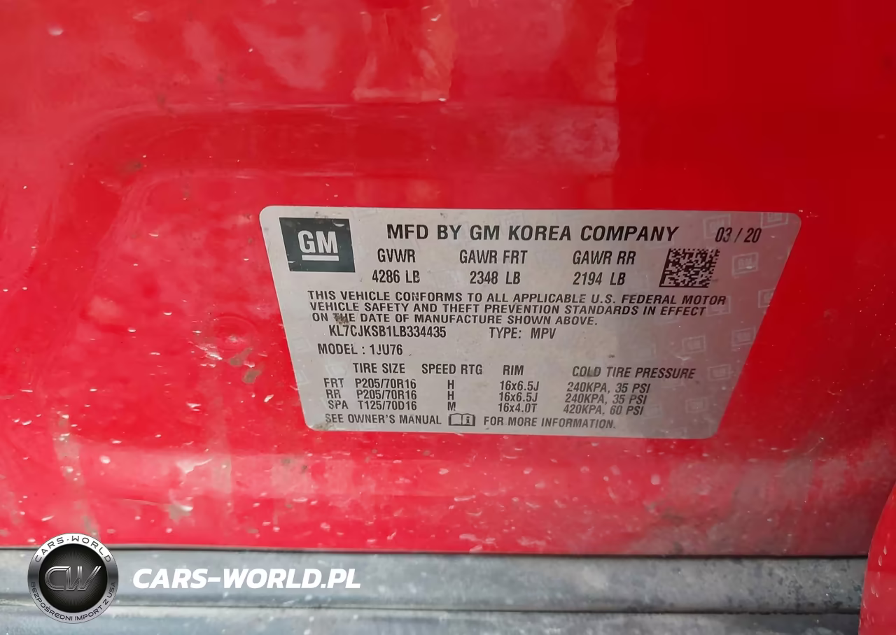 2020 Chevrolet Trax Fwd Ls VIN:KL7CJKSB1LB334435 - 9