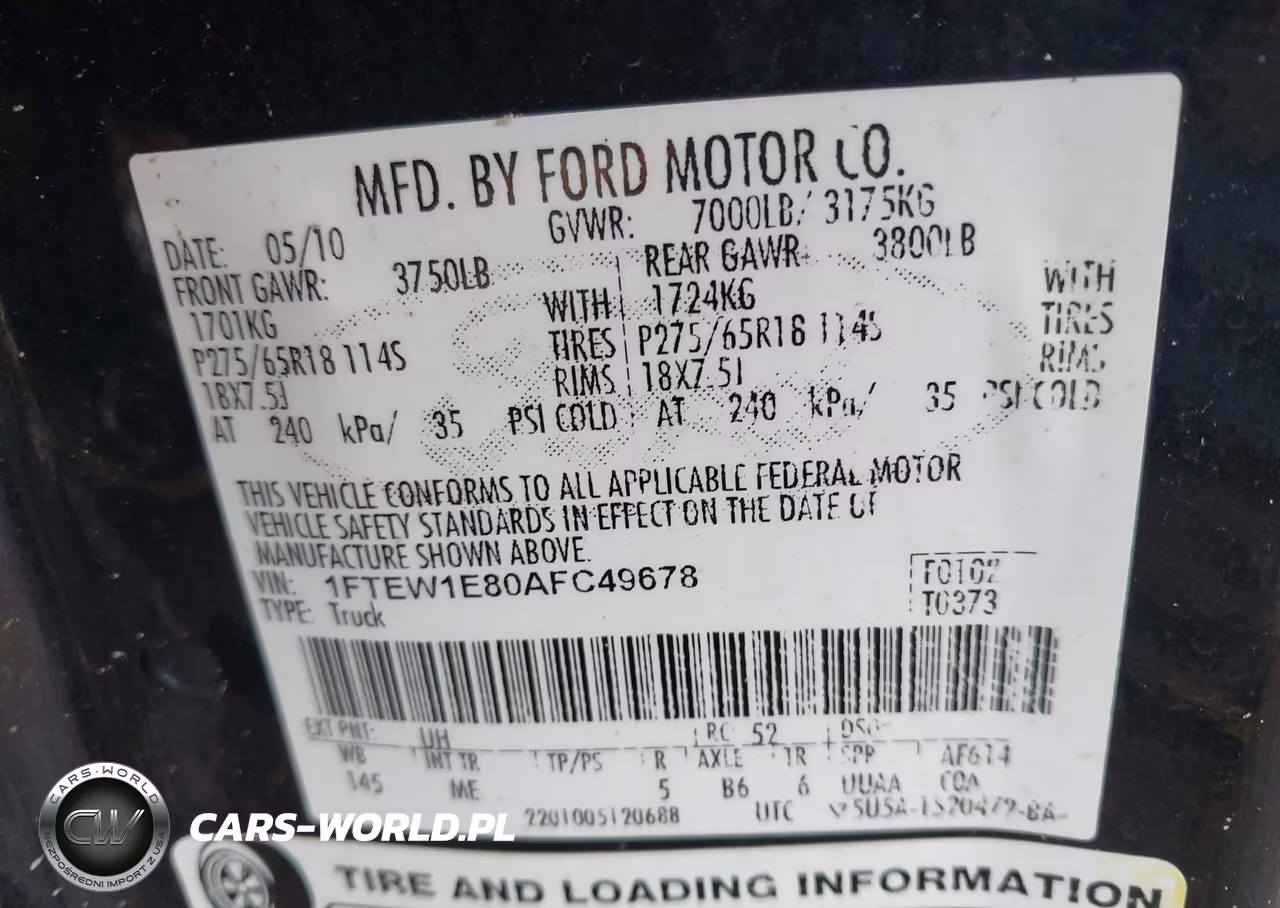 2010 Ford F-150 Xl-Xlt VIN:1FTEW1E80AFC49678 - 9