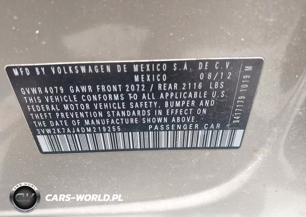2013 Volkswagen Jetta 2.0L S VIN:3VW2K7AJ4DM219255 - 9