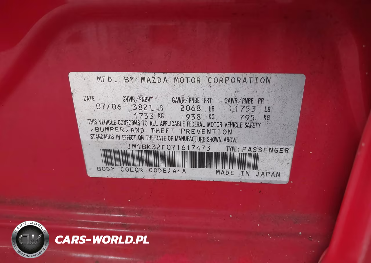 2007 Mazda Mazda3 I VIN:JM1BK32F071617473 - 9