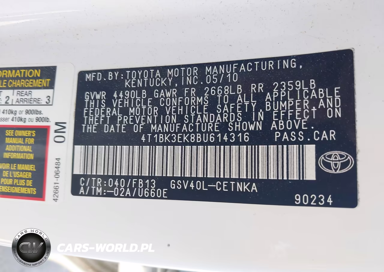 2011 Toyota Camry Le V6 VIN:4T1BK3EK8BU614316 - 9