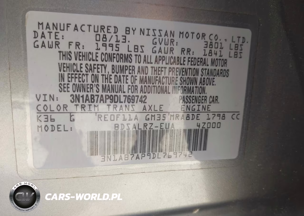 2013 Nissan Sentra Sr VIN:3N1AB7AP9DL769742 - 9