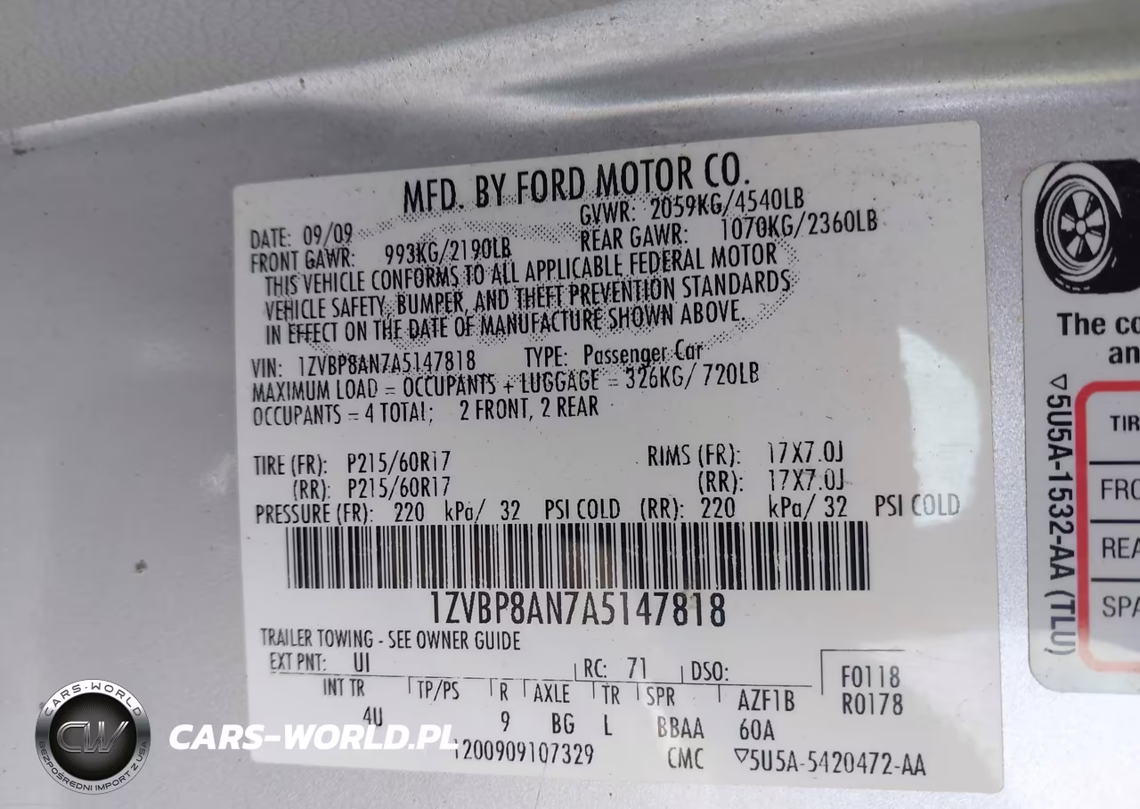 2010 Ford Mustang V6 Premium VIN:1ZVBP8AN7A5147818 - 9