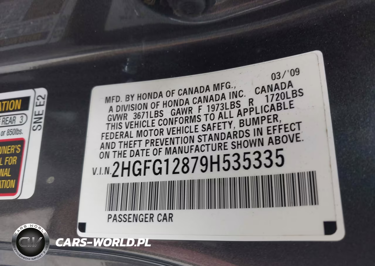2009 Honda Civic Ex VIN:2HGFG12879H535335 - 9