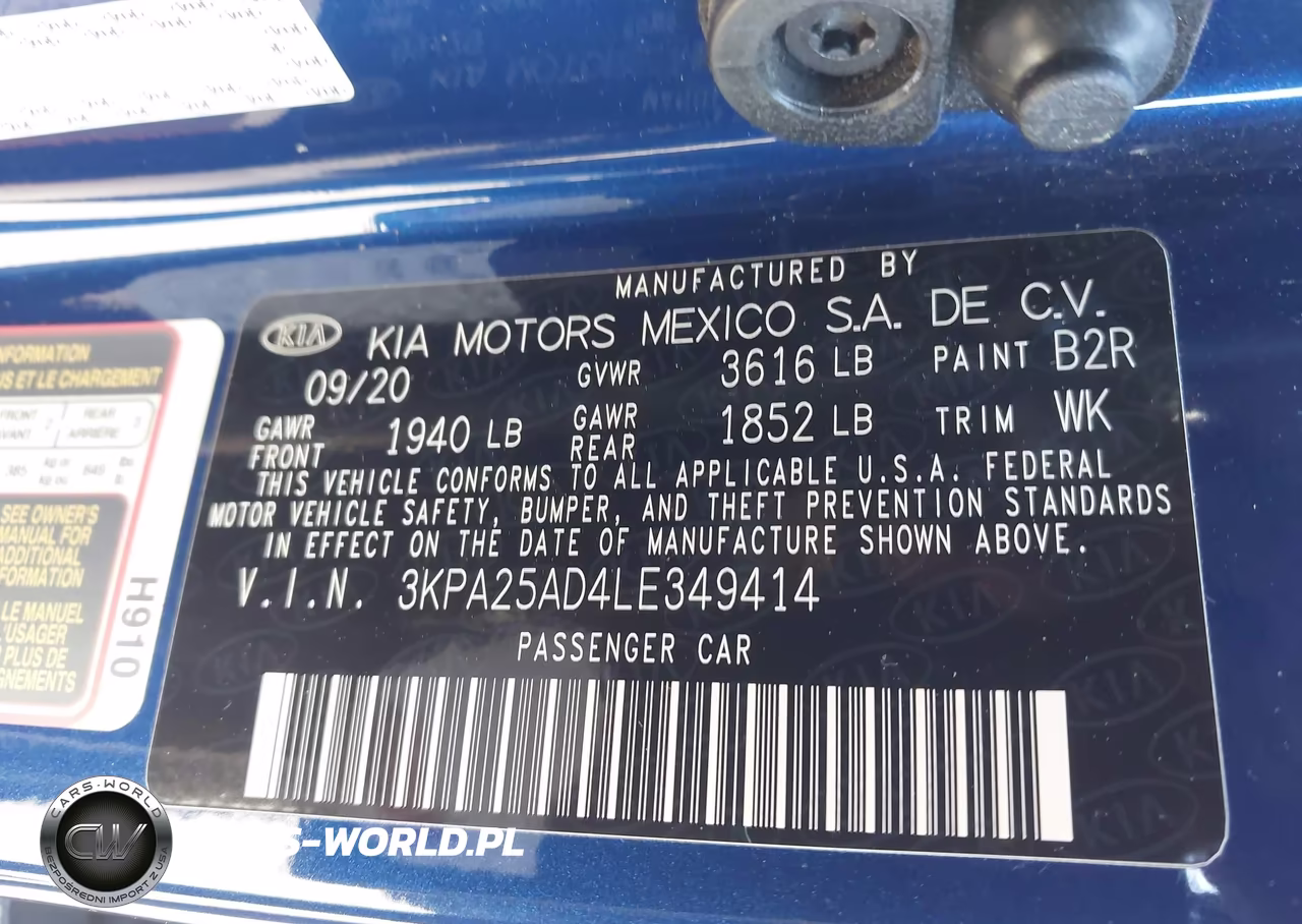 2020 Kia Rio 5-Door S VIN:3KPA25AD4LE349414 - 9