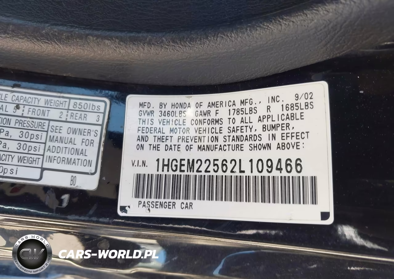 2002 Honda Civic Lx VIN:1HGEM22562L109466 - 9