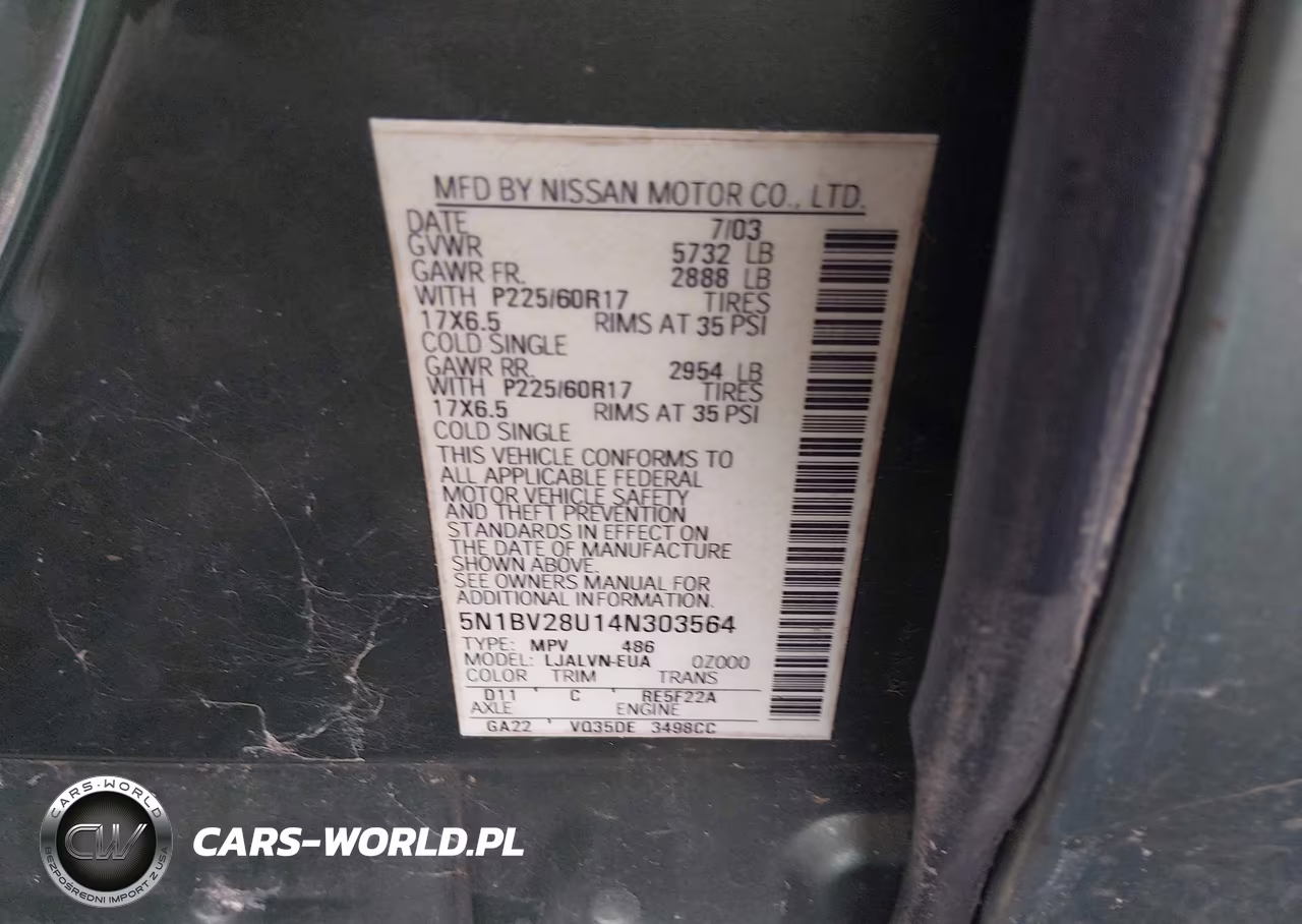 2004 Nissan Quest 3.5 Se VIN:5N1BV28U14N303564 - 9