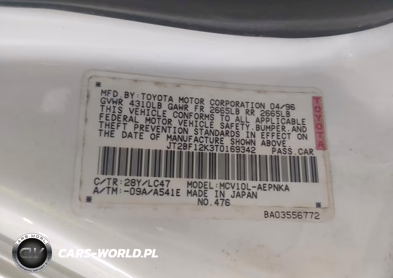 1996 Toyota Camry Le-Xle-Se VIN:JT2BF12K3T0169342 - 9