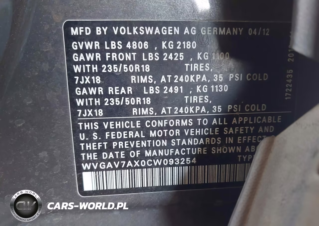 2012 Volkswagen Tiguan Se VIN:WVGAV7AX0CW093254 - 9