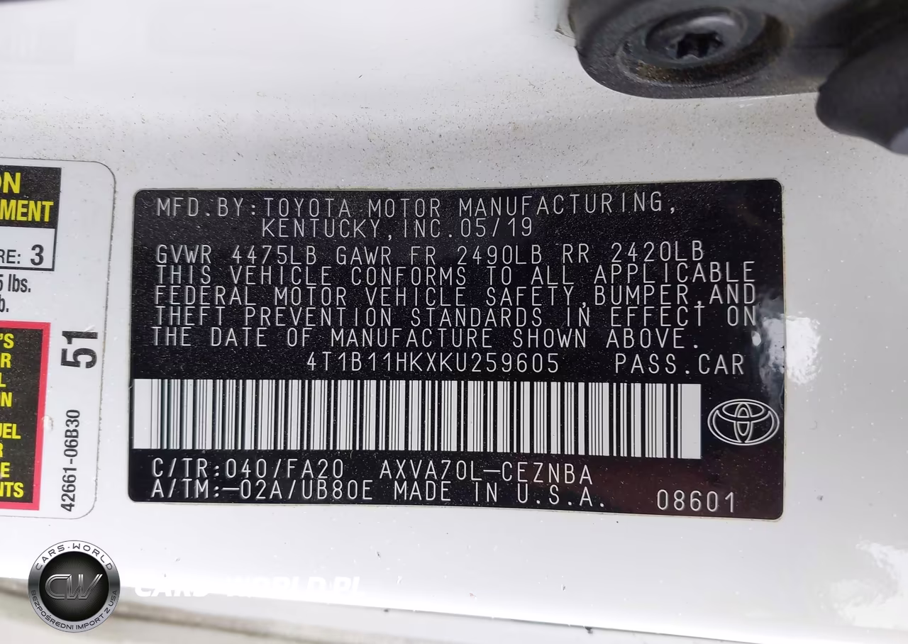 2019 Toyota Camry Le VIN:4T1B11HKXKU259605 - 9