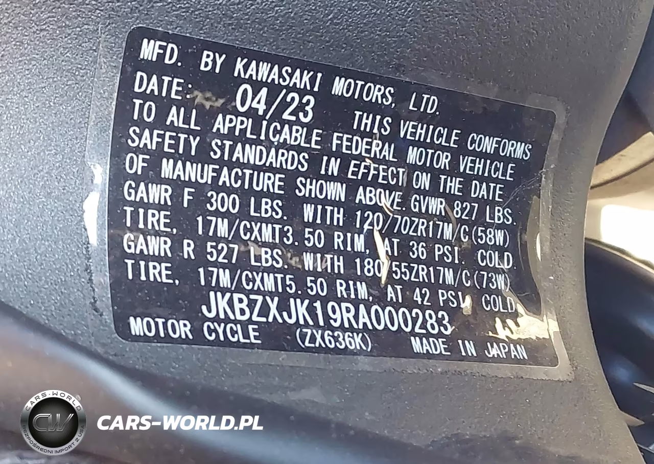 2024 Kawasaki Zx636 K VIN:JKBZXJK19RA000283 - 10