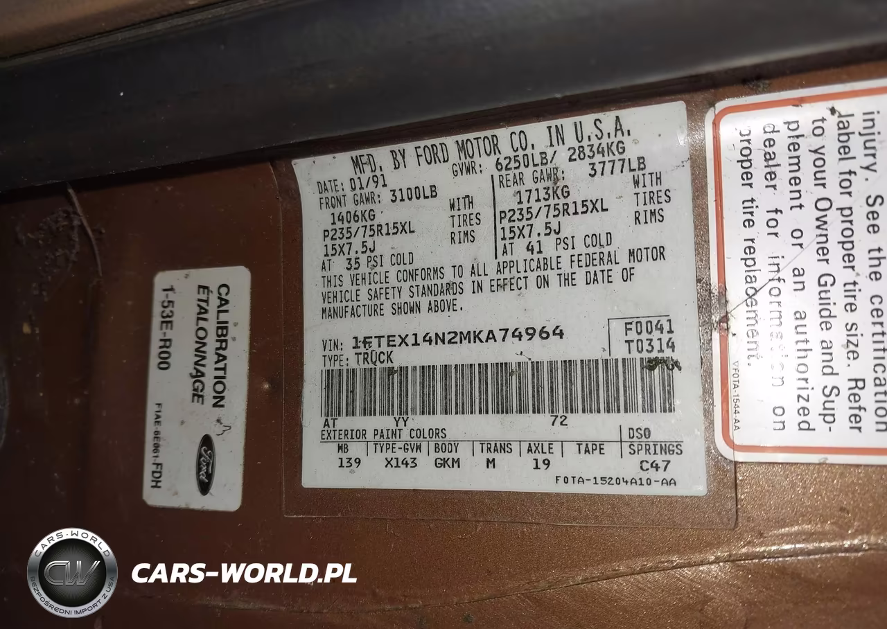 1991 Ford F150 VIN:1FTEX14N2MKA74964 - 9