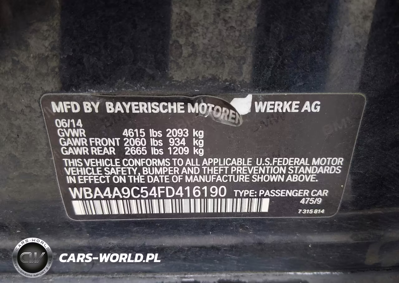 2015 BMW 428 Gran Coupe VIN:WBA4A9C54FD416190 - 9