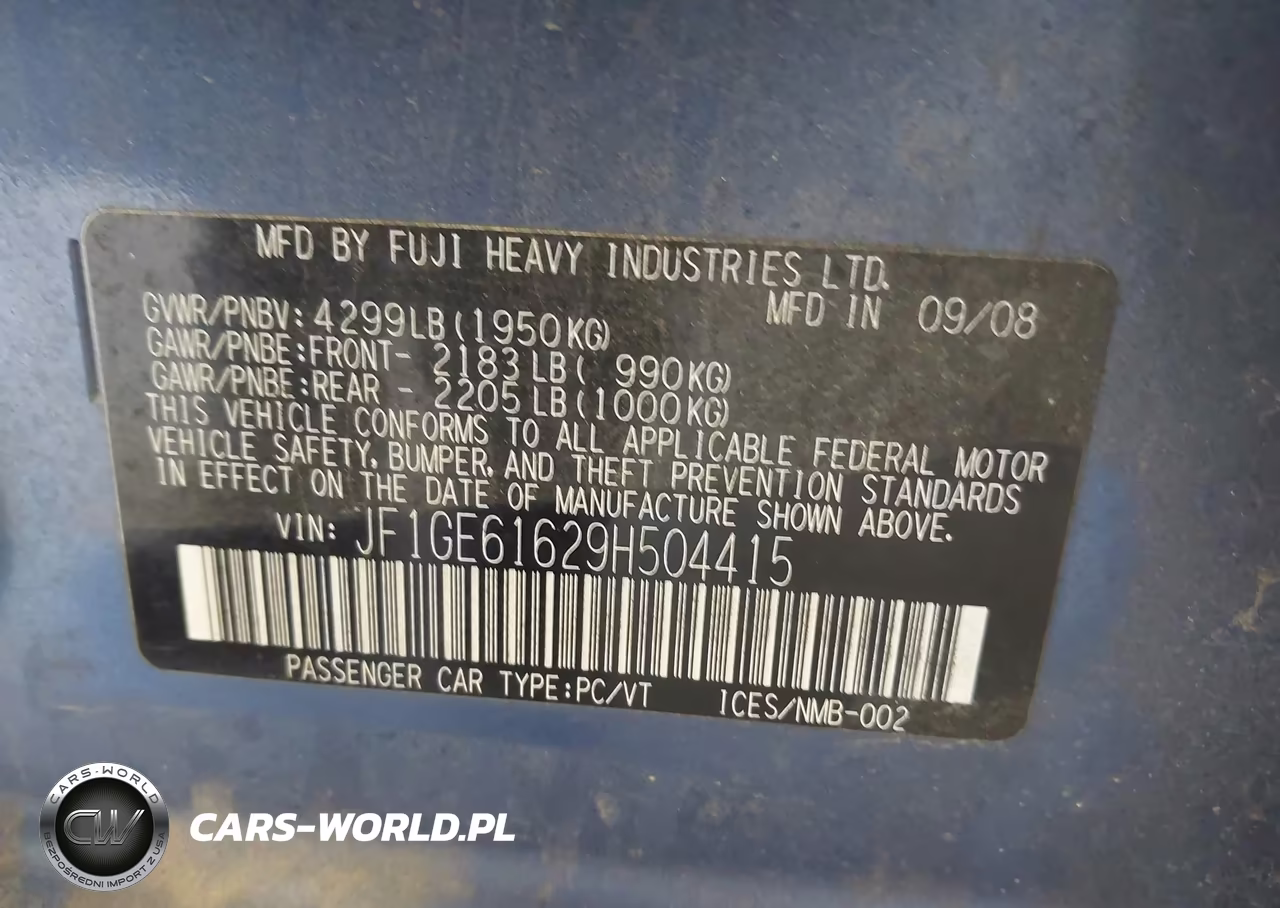 2009 Subaru Impreza 2.5I VIN:JF1GE61629H504415 - 9