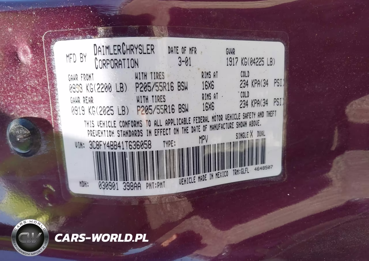 2001 Chrysler Pt Cruiser VIN:3C8FY4BB41T636058 - 9