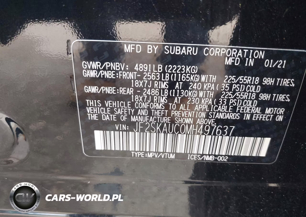 2021 Subaru Forester Limited VIN:JF2SKAUC0MH497637 - 9
