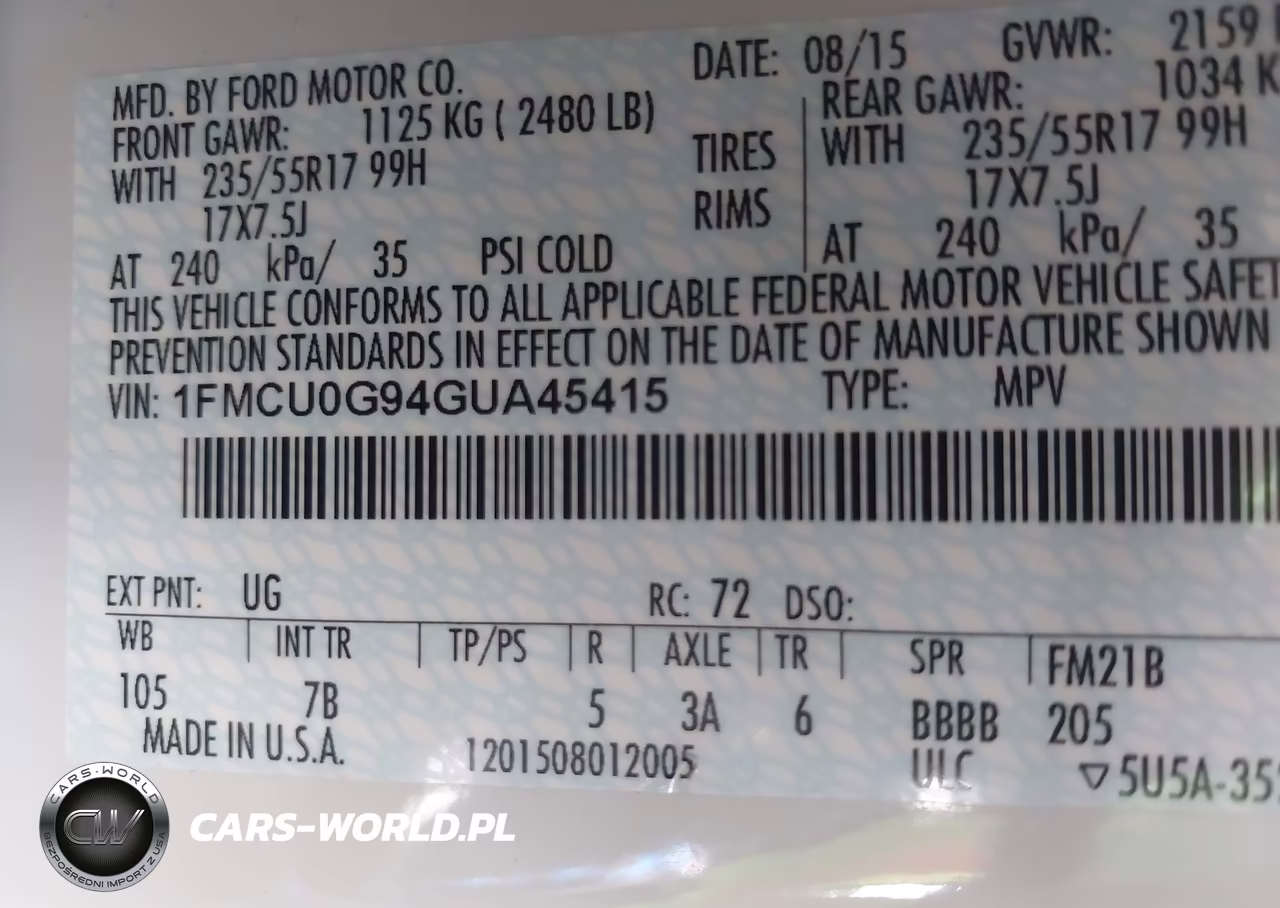 2016 Ford Escape Se VIN:1FMCU0G94GUA45415 - 9