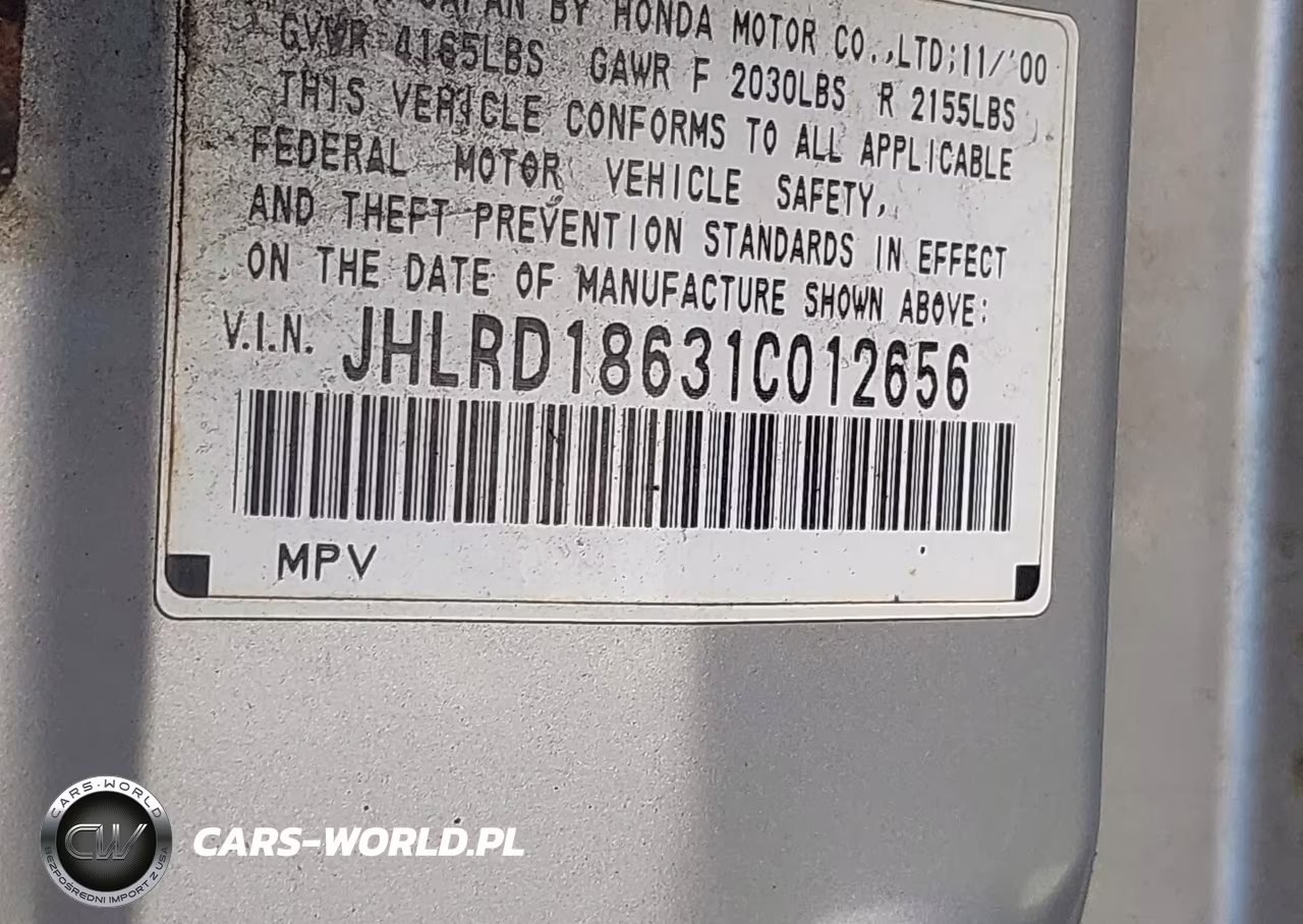 2001 Honda Cr-V Ex VIN:JHLRD18631C012656 - 9