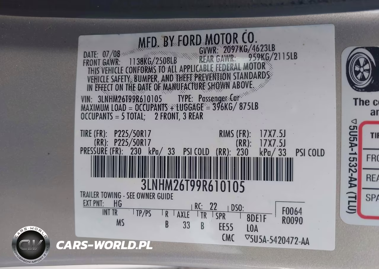 2009 Lincoln Mkz VIN:3LNHM26T99R610105 - 9