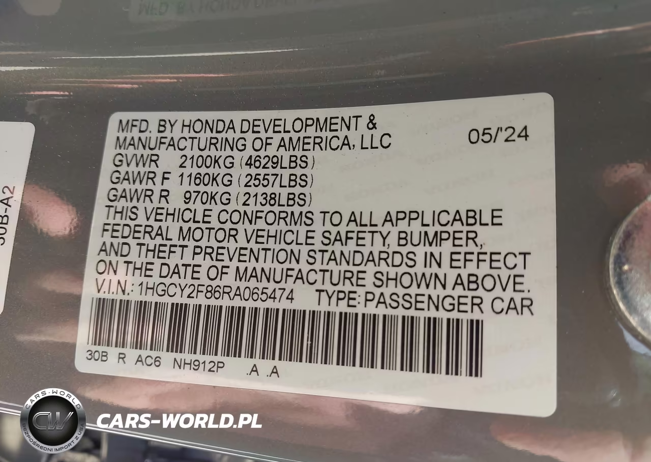 2024 Honda Accord Hybrid Touring VIN:1HGCY2F86RA065474 - 9