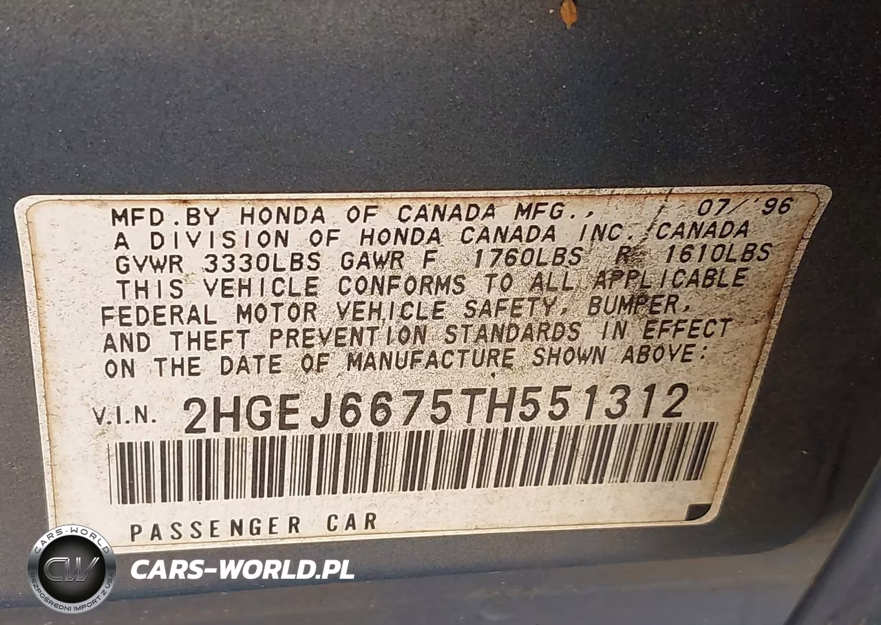 1996 Honda Civic Lx VIN:2HGEJ6675TH551312 - 9