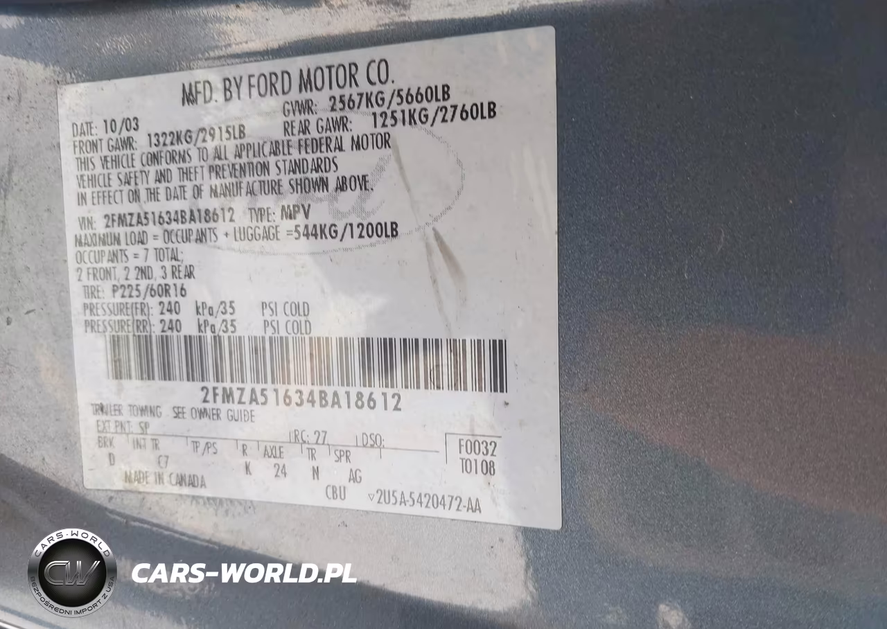 2004 Ford Freestar Se VIN:2FMZA51634BA18612 - 9