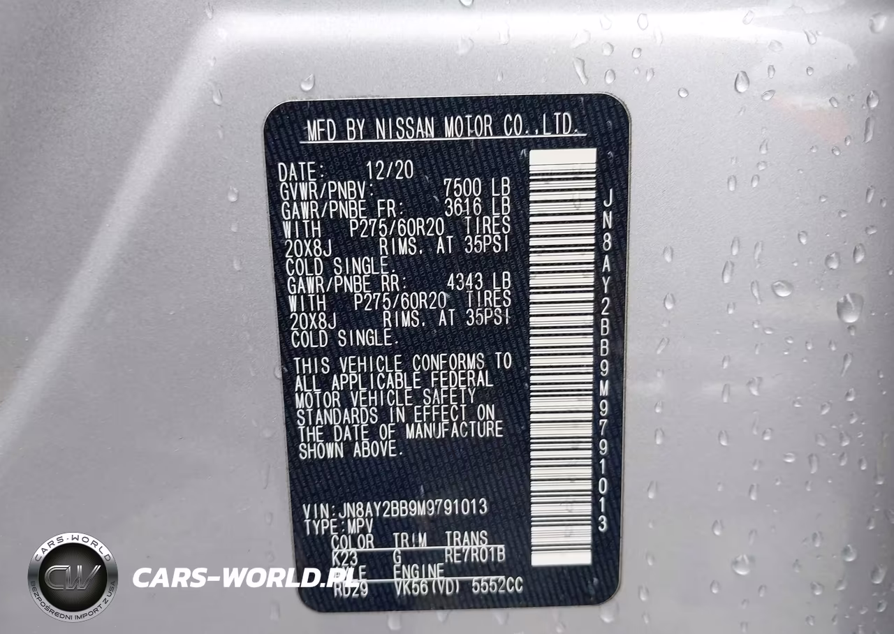 2021 Nissan Armada Sl 4Wd VIN:JN8AY2BB9M9791013 - 9