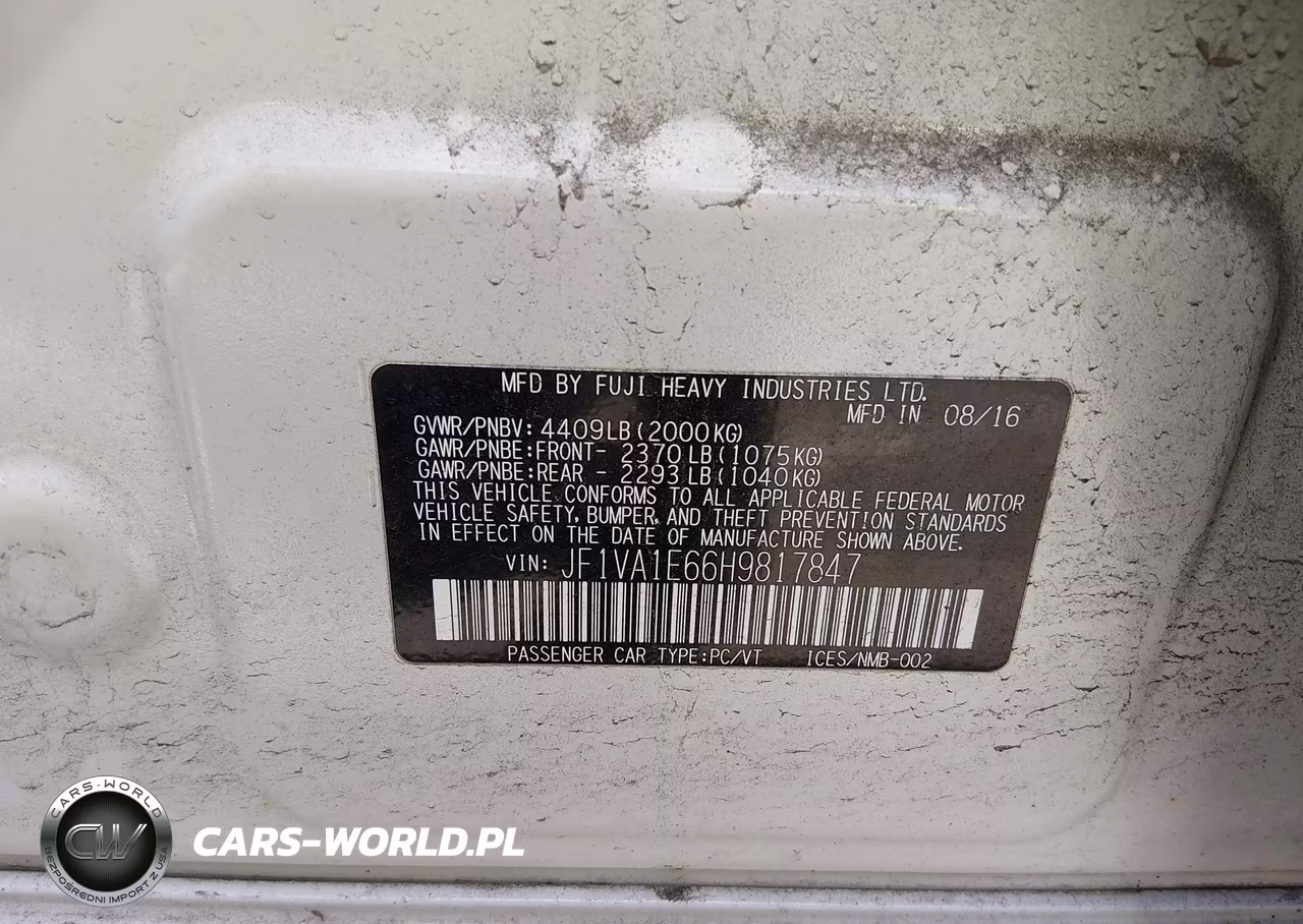 2017 Subaru Wrx Premium VIN:JF1VA1E66H9817847 - 9