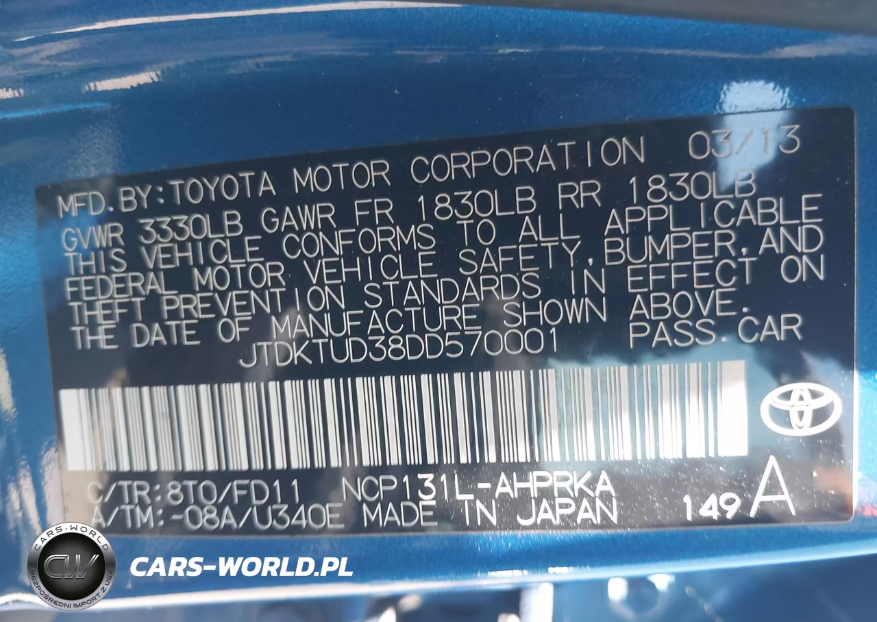 2013 Toyota Yaris Se VIN:JTDKTUD38DD570001 - 9