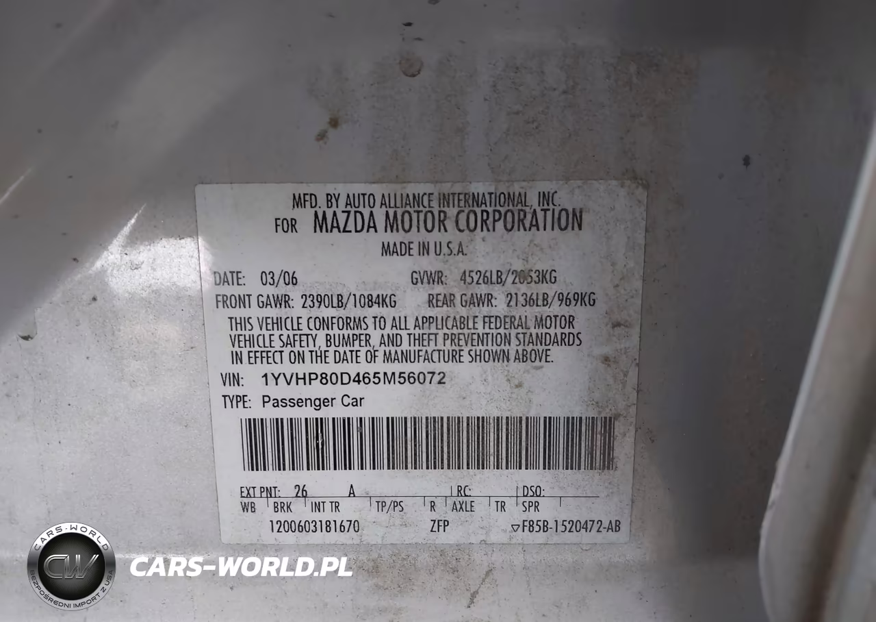 2006 Mazda Mazda6 S VIN:1YVHP80D465M56072 - 9