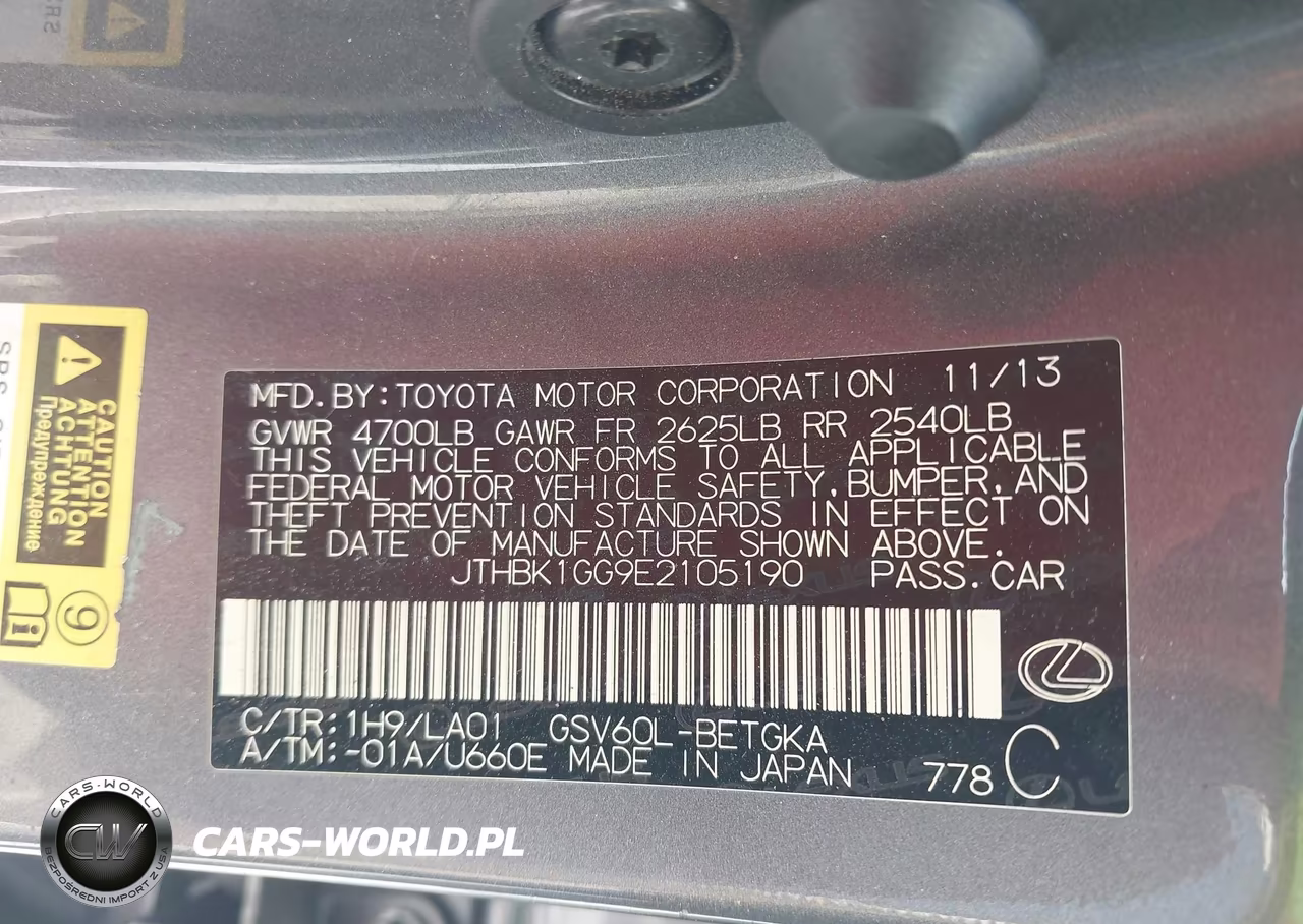 2014 Lexus Es 350 VIN:JTHBK1GG9E2105190 - 9