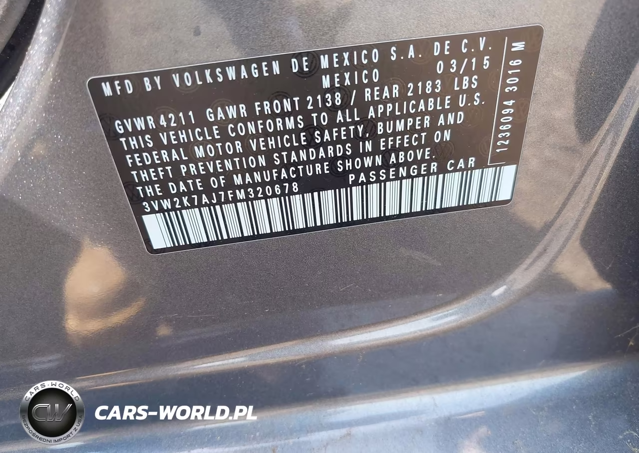 2015 Volkswagen Jetta 2.0L S VIN:3VW2K7AJ7FM320678 - 9