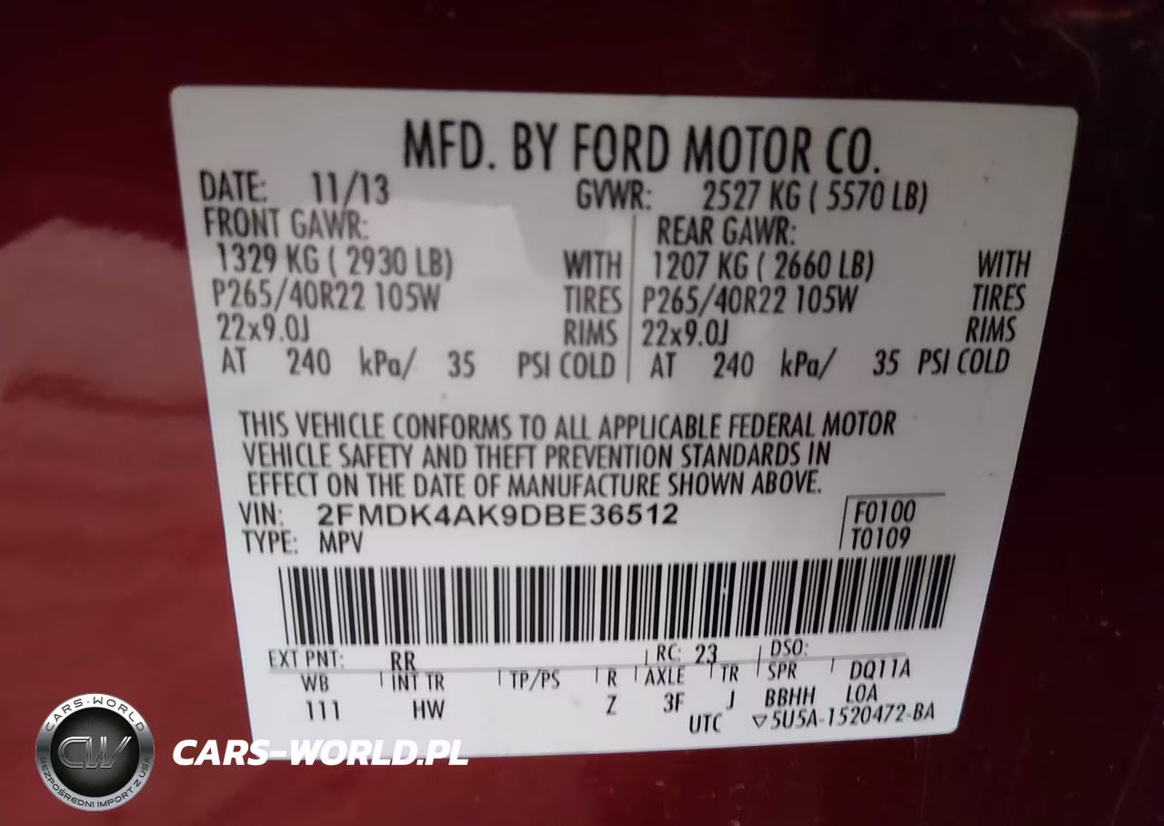 2013 Ford Edge Sport VIN:2FMDK4AK9DBE36512 - 9