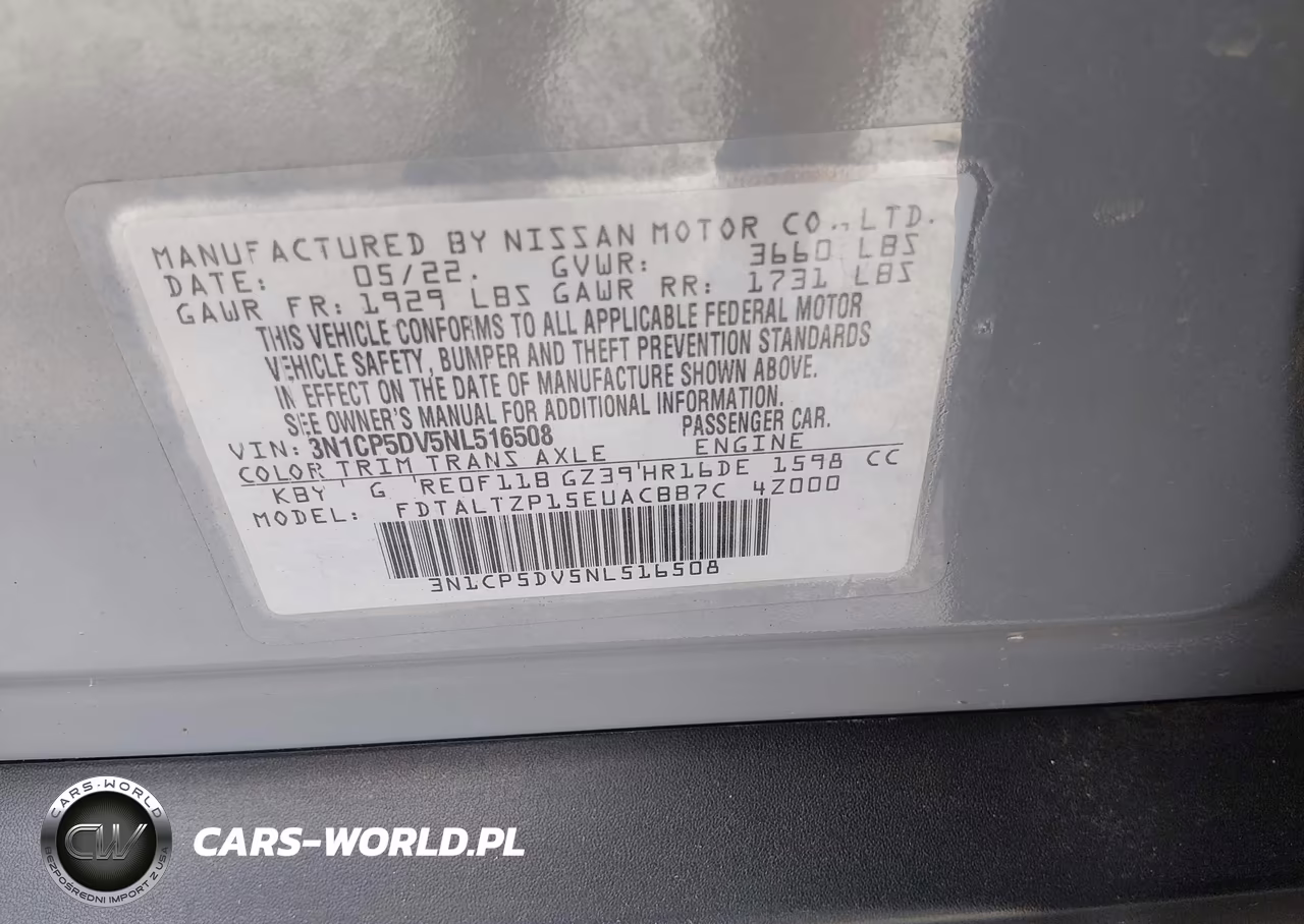 2022 Nissan Kicks Sr Xtronic Cvt VIN:3N1CP5DV5NL516508 - 9